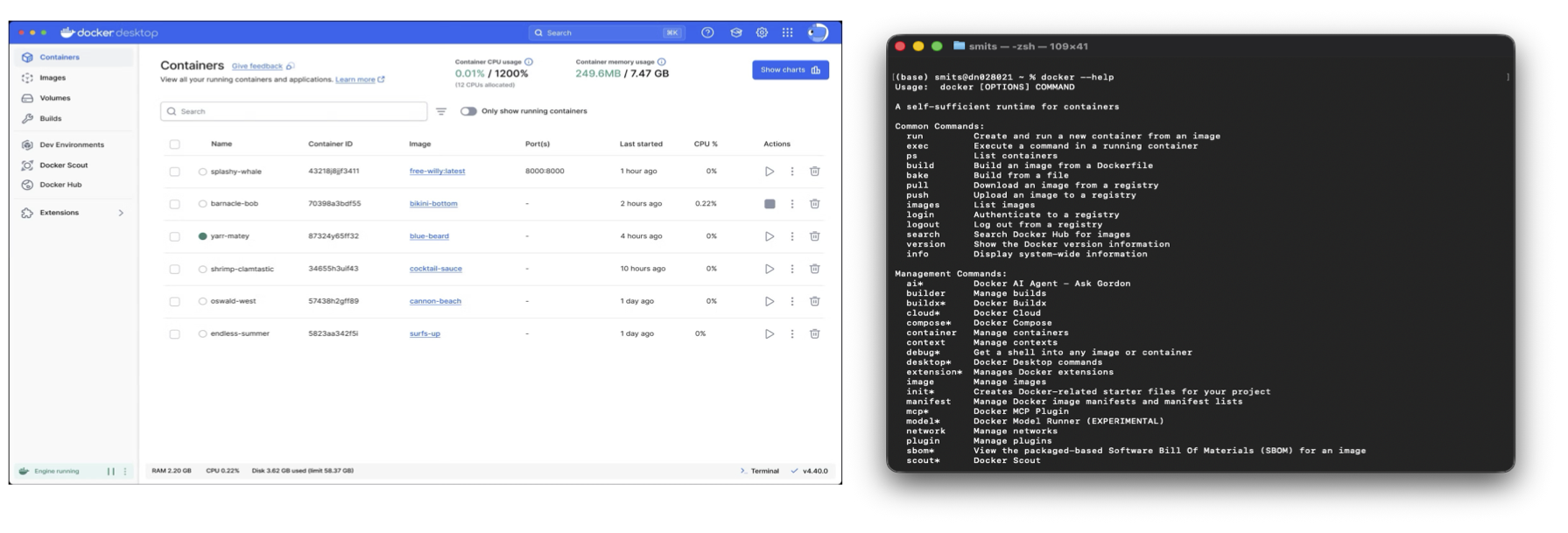 Docker commande line communication