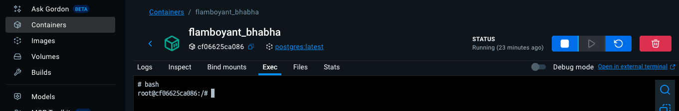 List of running containers
